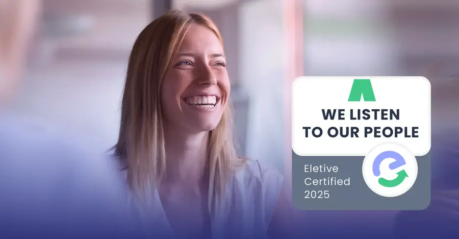 Team celebrating achievement of employee engagement certification.