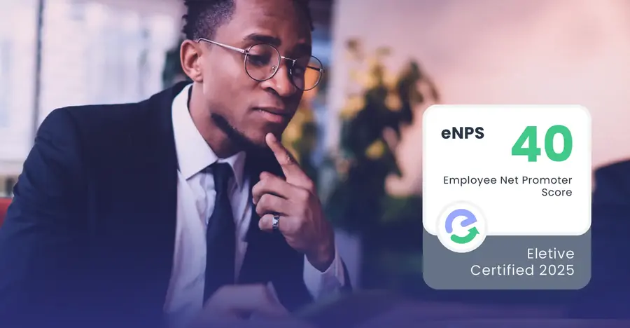 Professional displaying certification badge on company website.